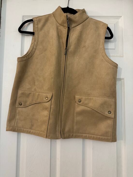 Talbots Jackets & Blazers - Vintage Talbots Petites Tan Faux Suede Fleece-Lined Zip Vest Size S